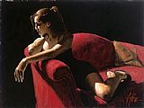 Fabian Perez Canvas Paintings - Rojo Sillion III Second State